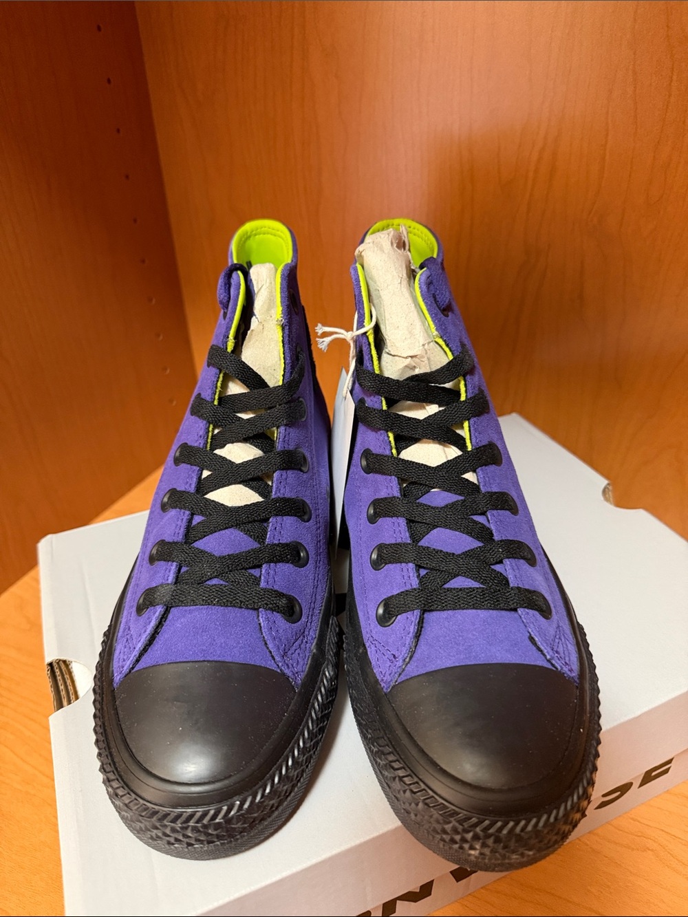Converse Purple Suede High-Top Sneakers with Black Trim - Picture 2 of 4